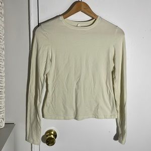 Skims cotton jersey long sleeve t-shirt, color bone, size large